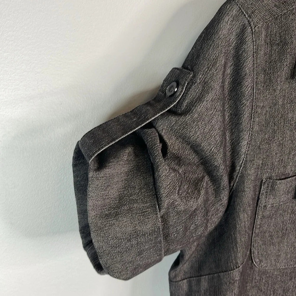 SANDRO Sportswear Stretch Denim Shirt Dress Black Tab Sleeve Button Up Collar 12 - Picture 4 of 12